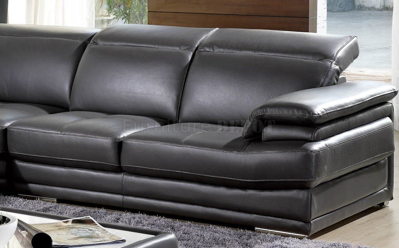 Charcoal Leather Sofa Recliner Dark Grey Full Genuine Italian Pertaining To Charcoal Grey Sofas (View 11 of 15)