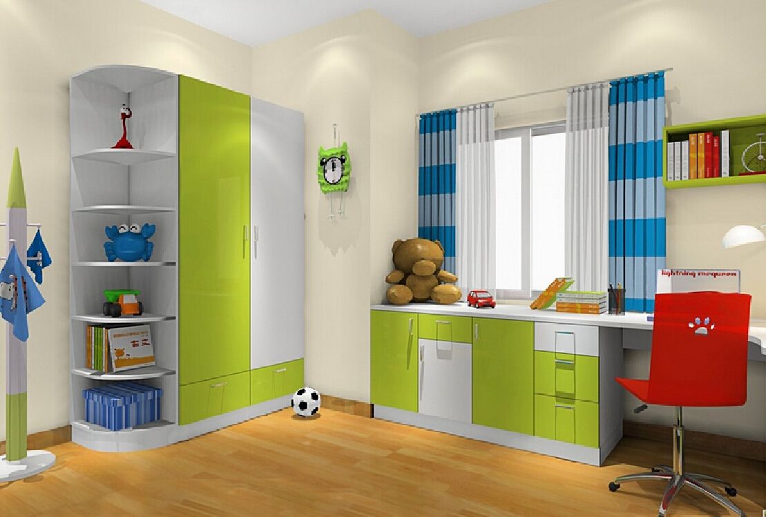 Children Bedroom Wardrobe With Green Doors 3d House With Childrens Bedroom Wardrobes (View 19 of 25)