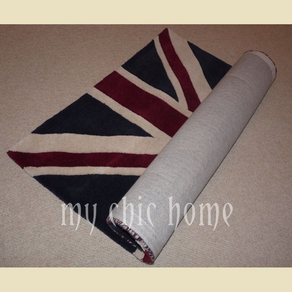 Classic Union Jack Rug Pure Thick Pile Wool Soft Cosy Intended For Union Jack Rugs (View 7 of 15)