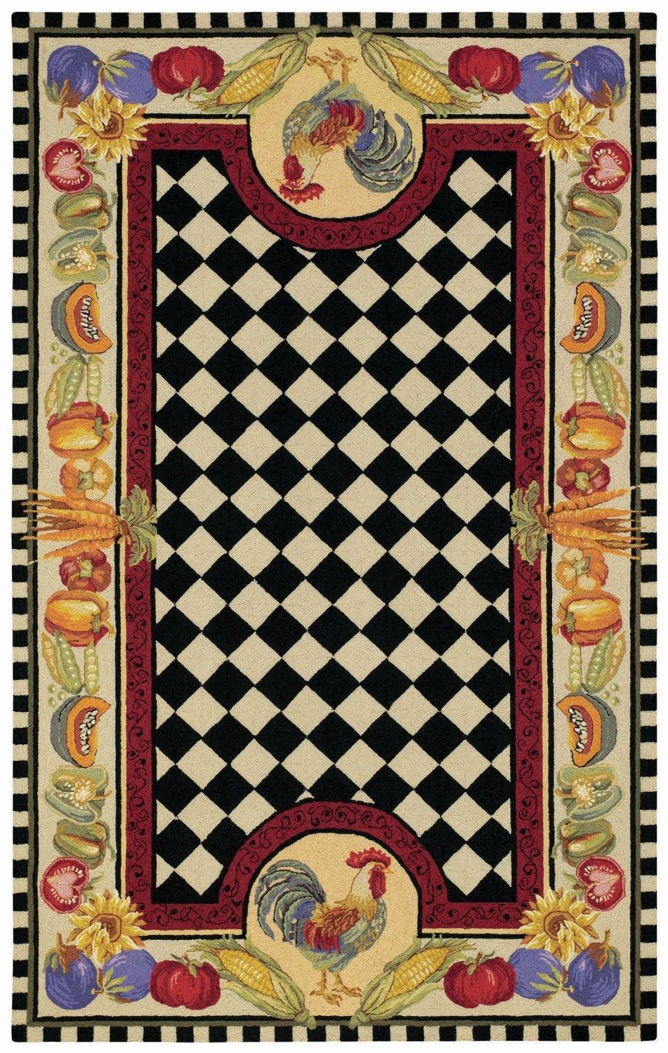 Contemporary Hand Made Novelty Rug With Black And White Checkered In Novelty Rugs (View 5 of 15)