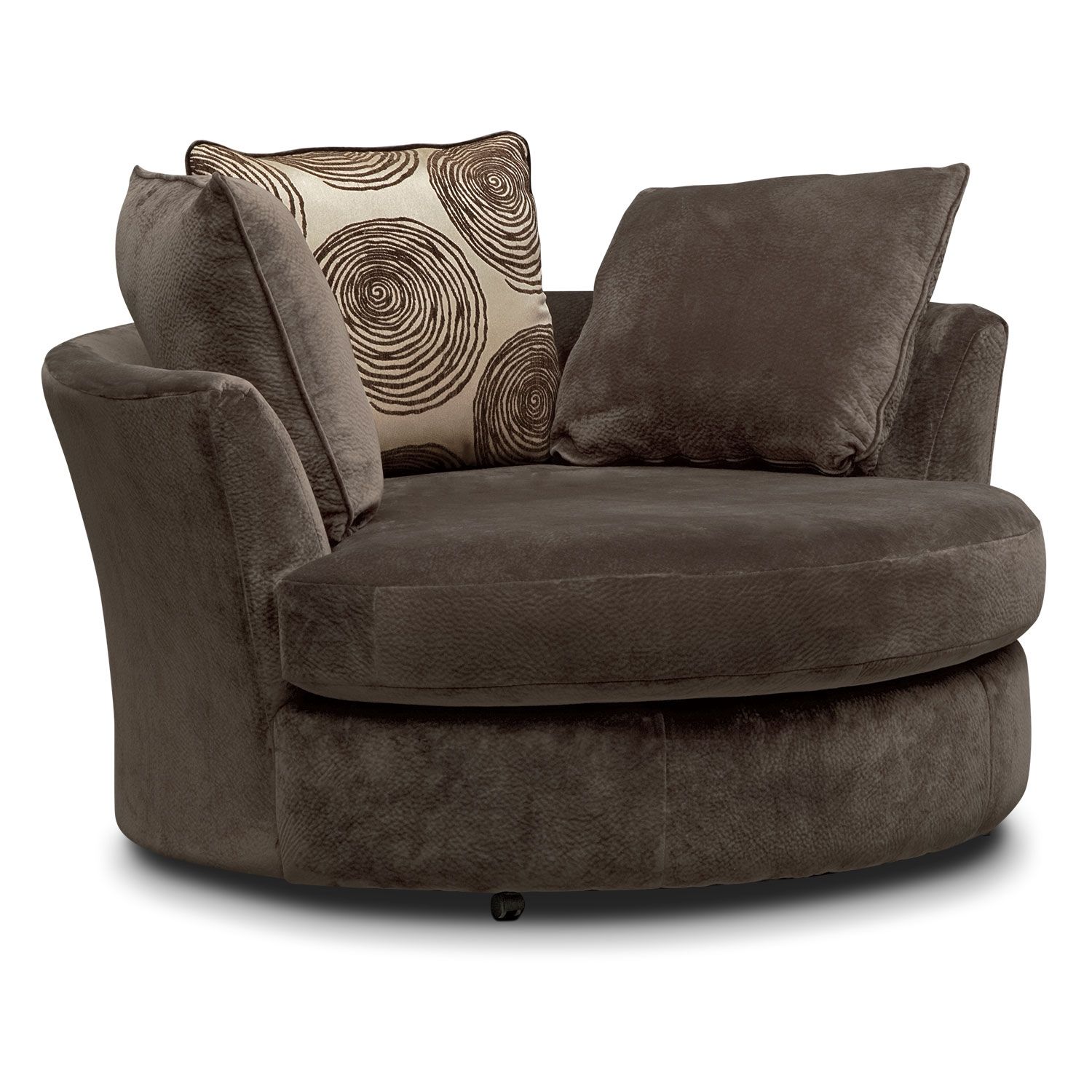 Cordelle Swivel Chair Chocolate Value City Furniture In Spinning Sofa Chairs (View 6 of 15)