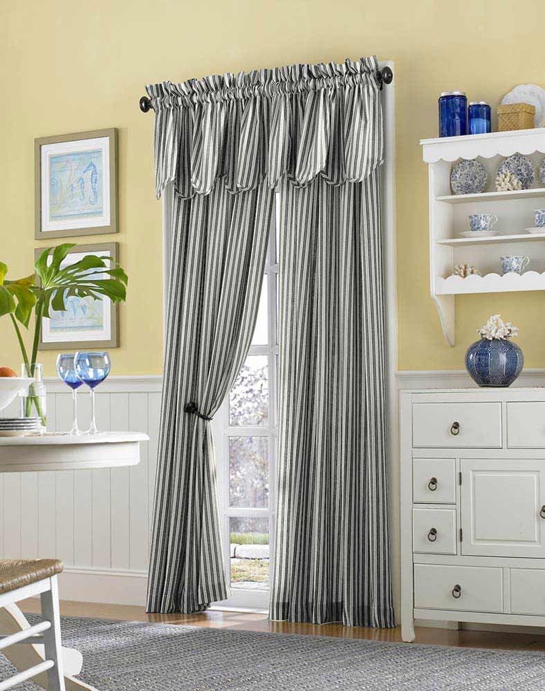 Country Stripe Cotton Casual Curtain Panel Curtainworks In Stripe Curtains (View 12 of 25)