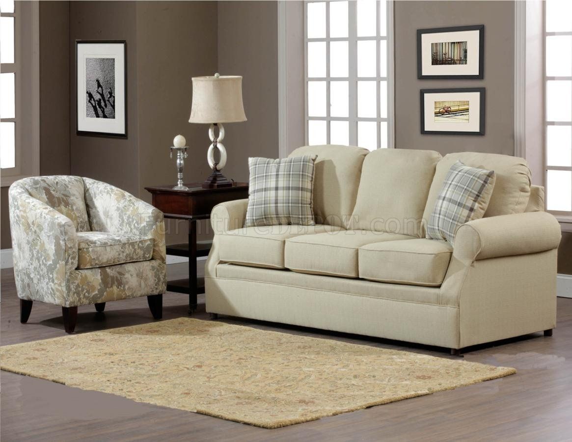 Cream Fabric Modern Sofa Accent Chair Set Woptions Inside Sofa And Chair Set (View 1 of 15)