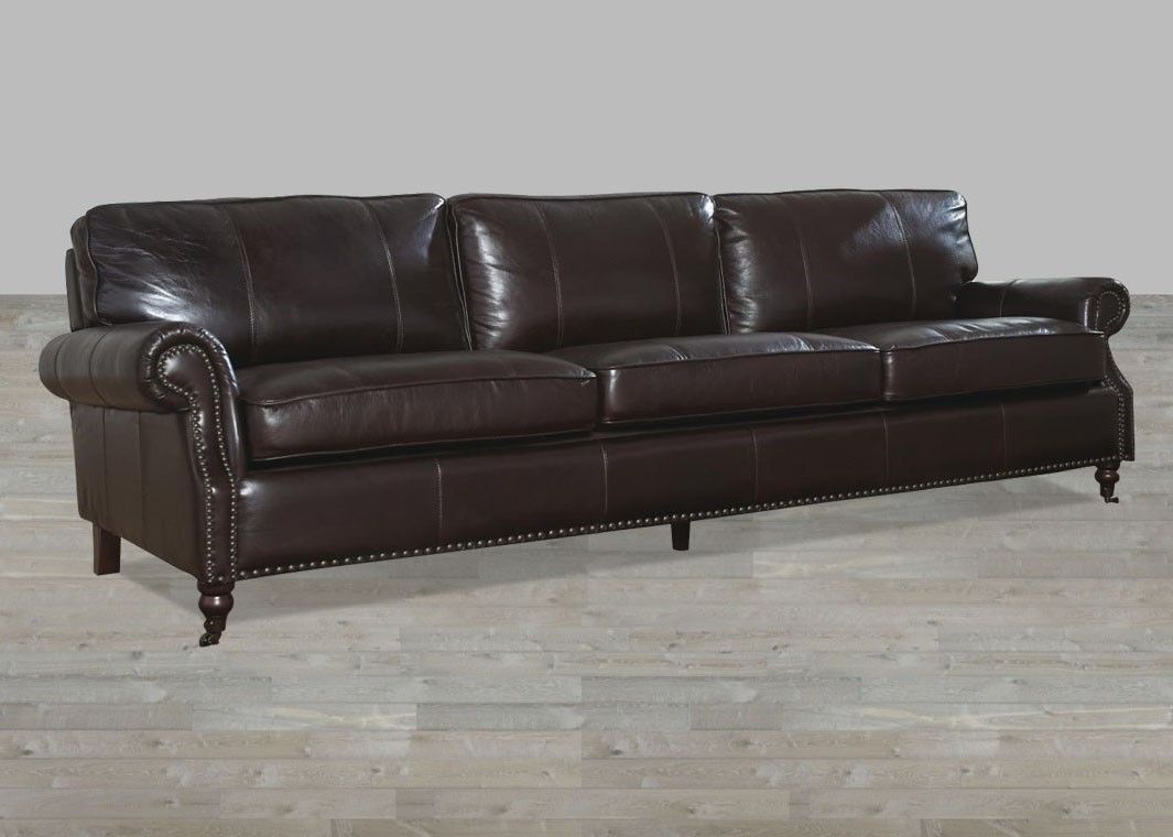 Dark Chocolate Leather Vintage 4 Seat Sofa Regarding 4 Seat Couch (View 15 of 15)