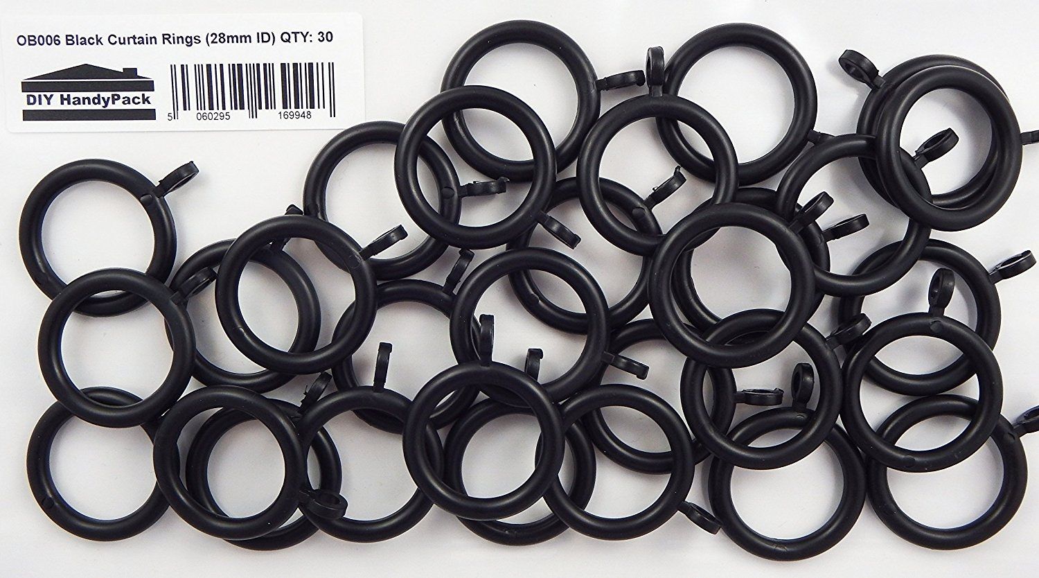 Diy Handypack 28mm Black Curtain Rings Pack 30 Amazoncouk Intended For Black Curtain Rings (View 7 of 25)