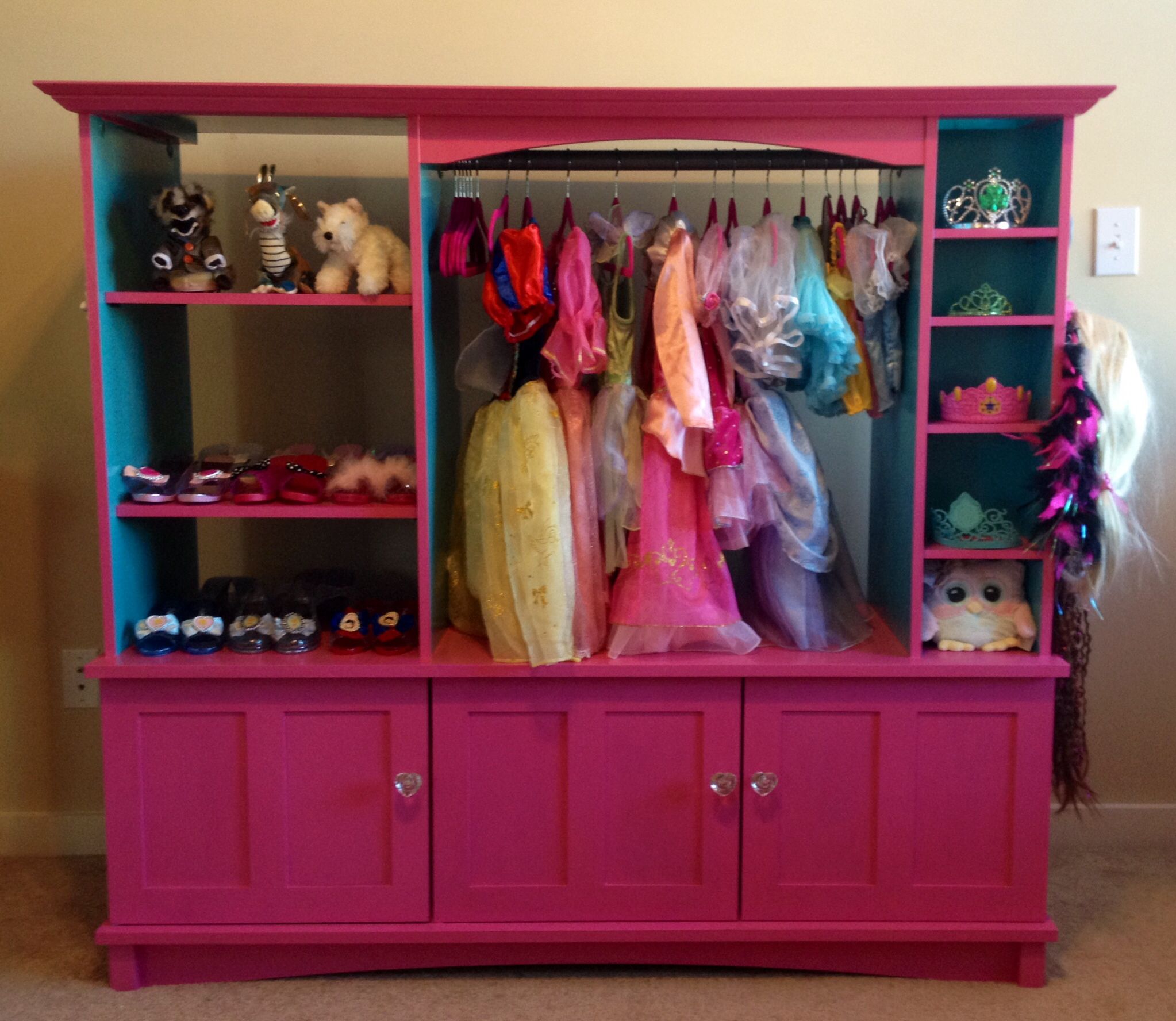 Dress Up Closet Made Out Of An Old Entertainment Center Abbeys Throughout Kids Dress Up Wardrobe Closet (View 7 of 25)