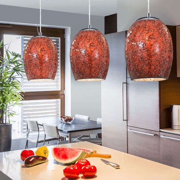 Excellent Fashionable Crackle Glass Pendant Lights Pertaining To St8069re 1lt Redcrackle Glass Pendant National Lighting (View 22 of 25)