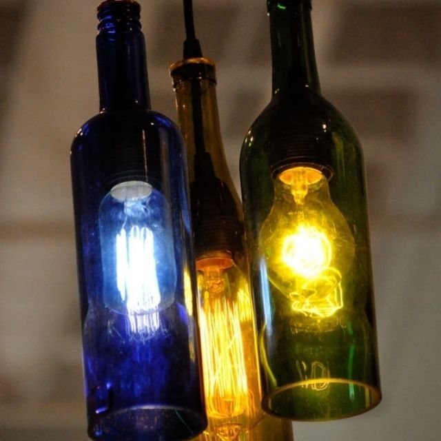Fantastic Elite Recycled Glass Pendant Lights With Regard To Hand Crafted Recycled Glass Wine Bottle Sky Vodka Blue Glass (View 23 of 25)