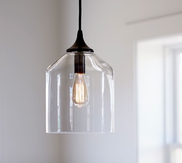 Fantastic Well Known Glass Jug Light Fixtures Pertaining To City Glass Pendant Pottery Barn (View 9 of 25)