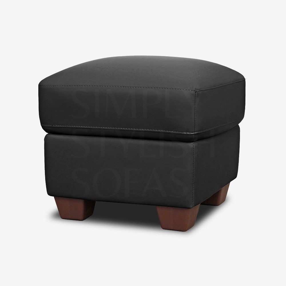 Fisherwick Black Leather Footstool Storage Ottoman With Regard To Leather Footstools And Pouffes (View 1 of 15)