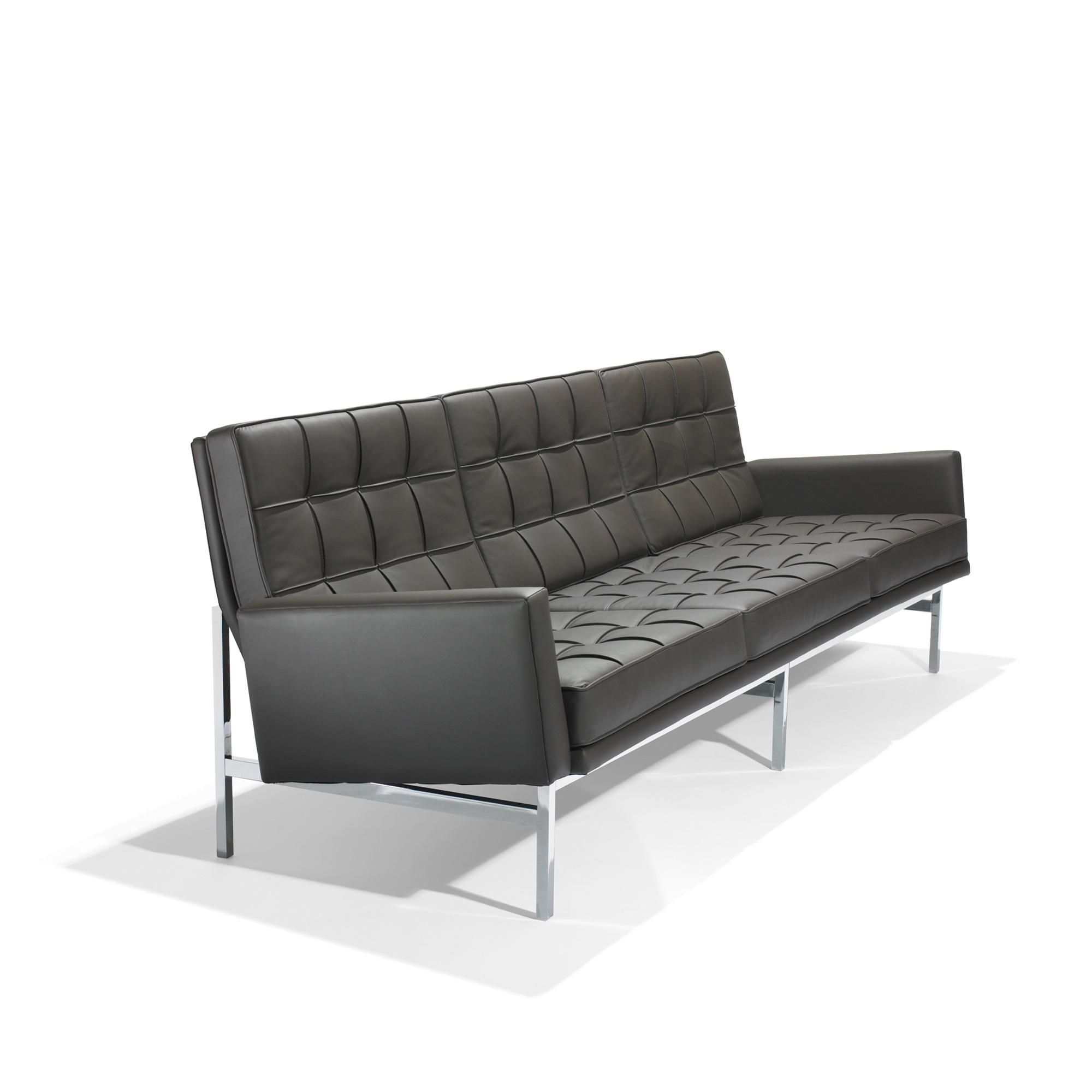 Florence Knoll 2577 Leather And Chrome Plated Steel Sofa For Throughout Florence Knoll  Wood Legs Sofas (View 11 of 15)