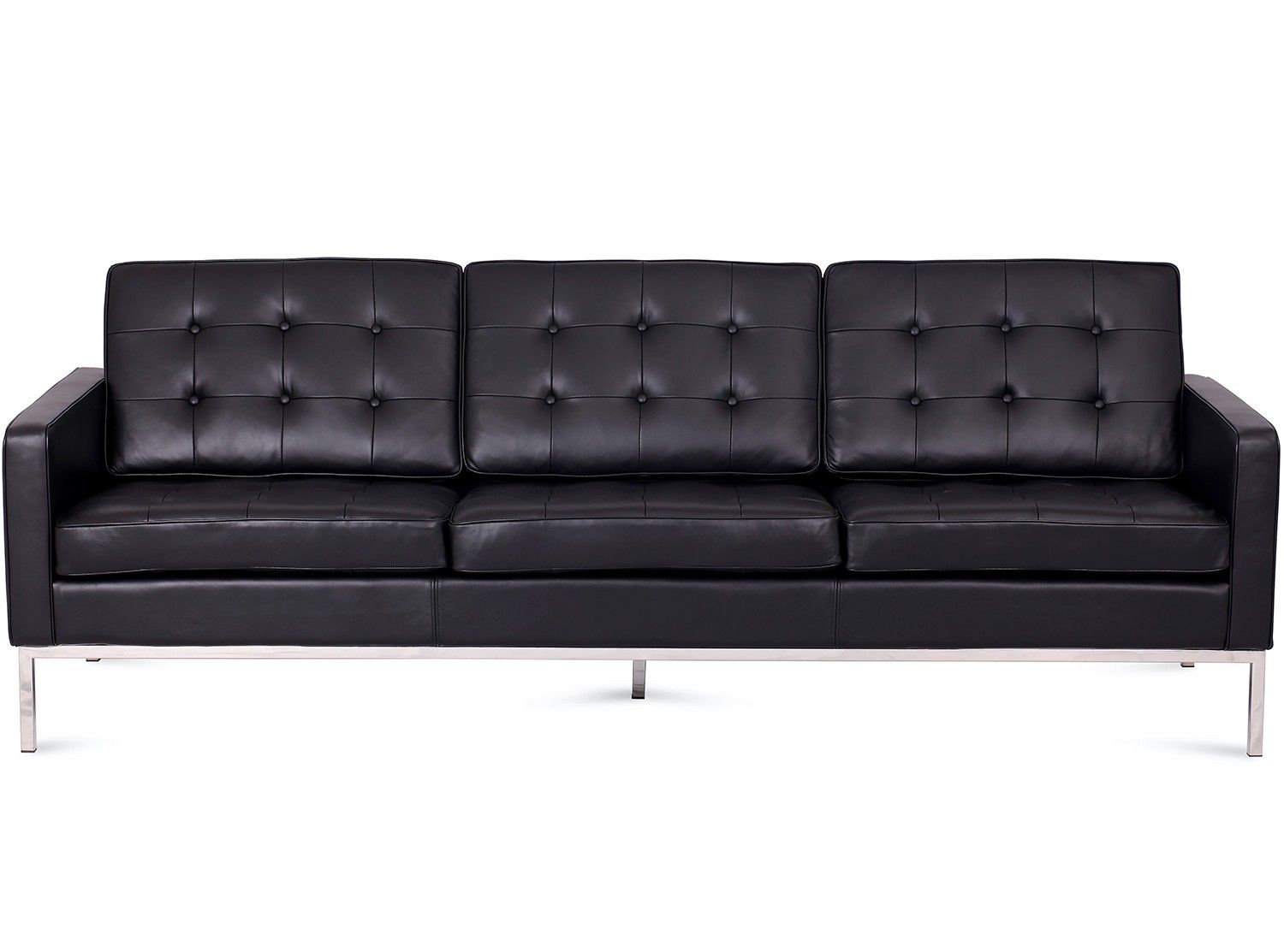 Florence Knoll Sofa 3 Seater Leather Platinum Replica Regarding Florence Knoll 3 Seater Sofas (View 8 of 15)