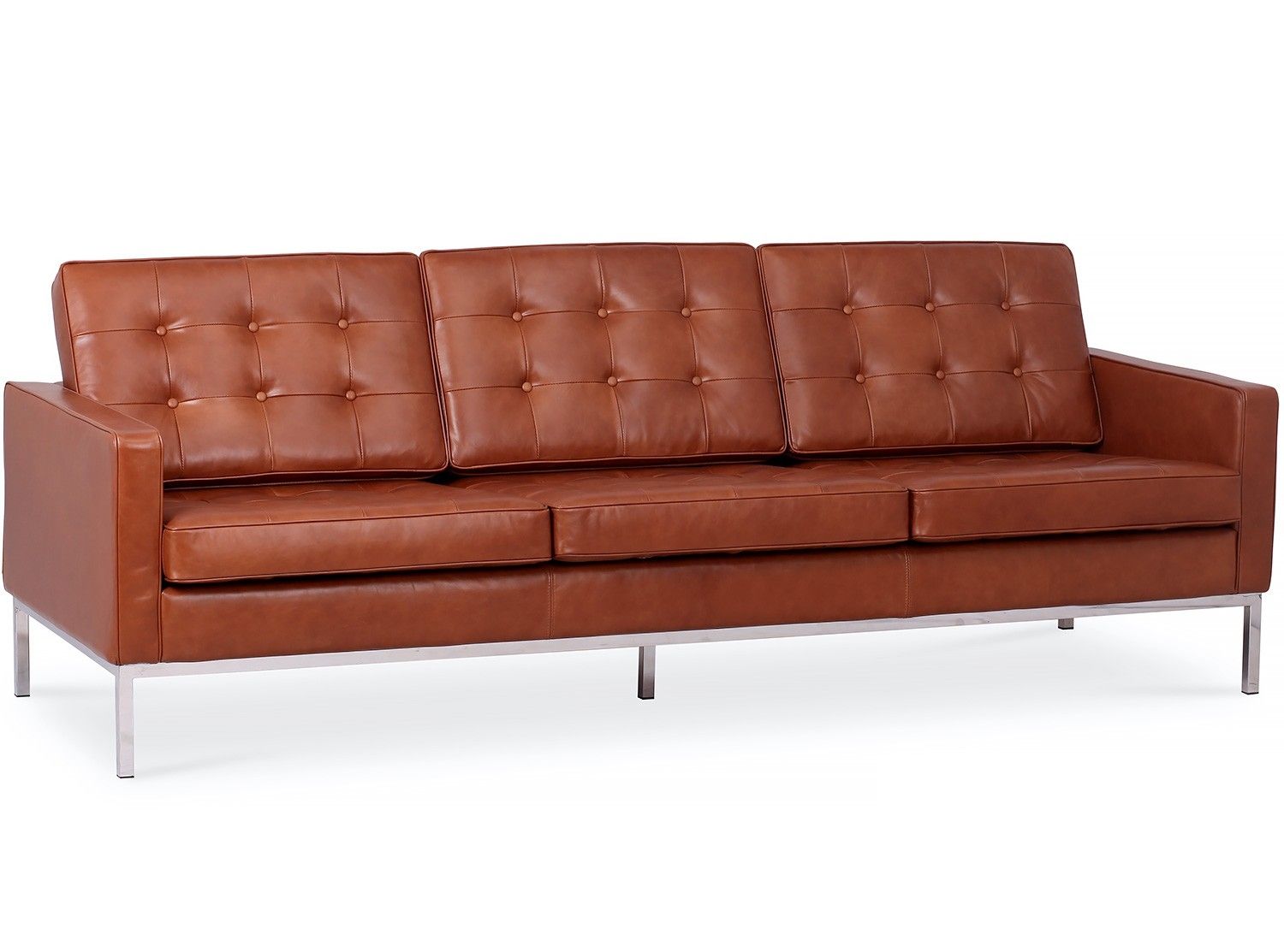 Florence Knoll Sofa 3 Seater Leather Platinum Replica Throughout Florence Knoll 3 Seater Sofas (View 11 of 15)