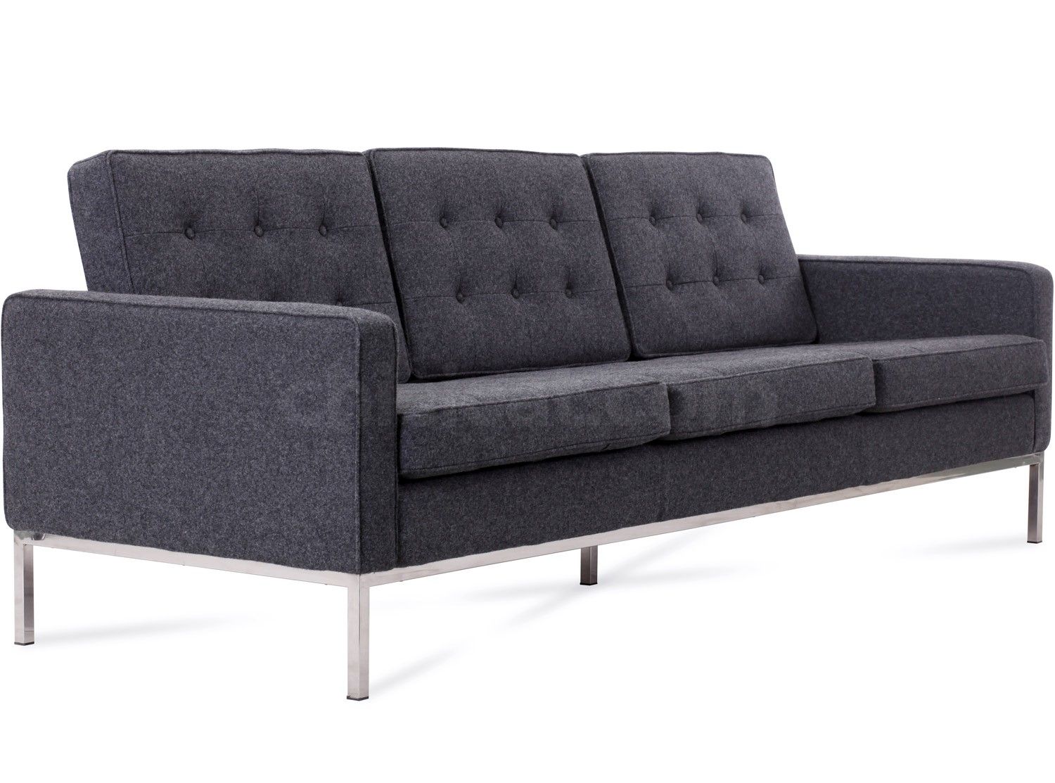 Florence Knoll Sofa 3 Seater Wool Platinum Replica With Regard To Florence Knoll 3 Seater Sofas (View 12 of 15)