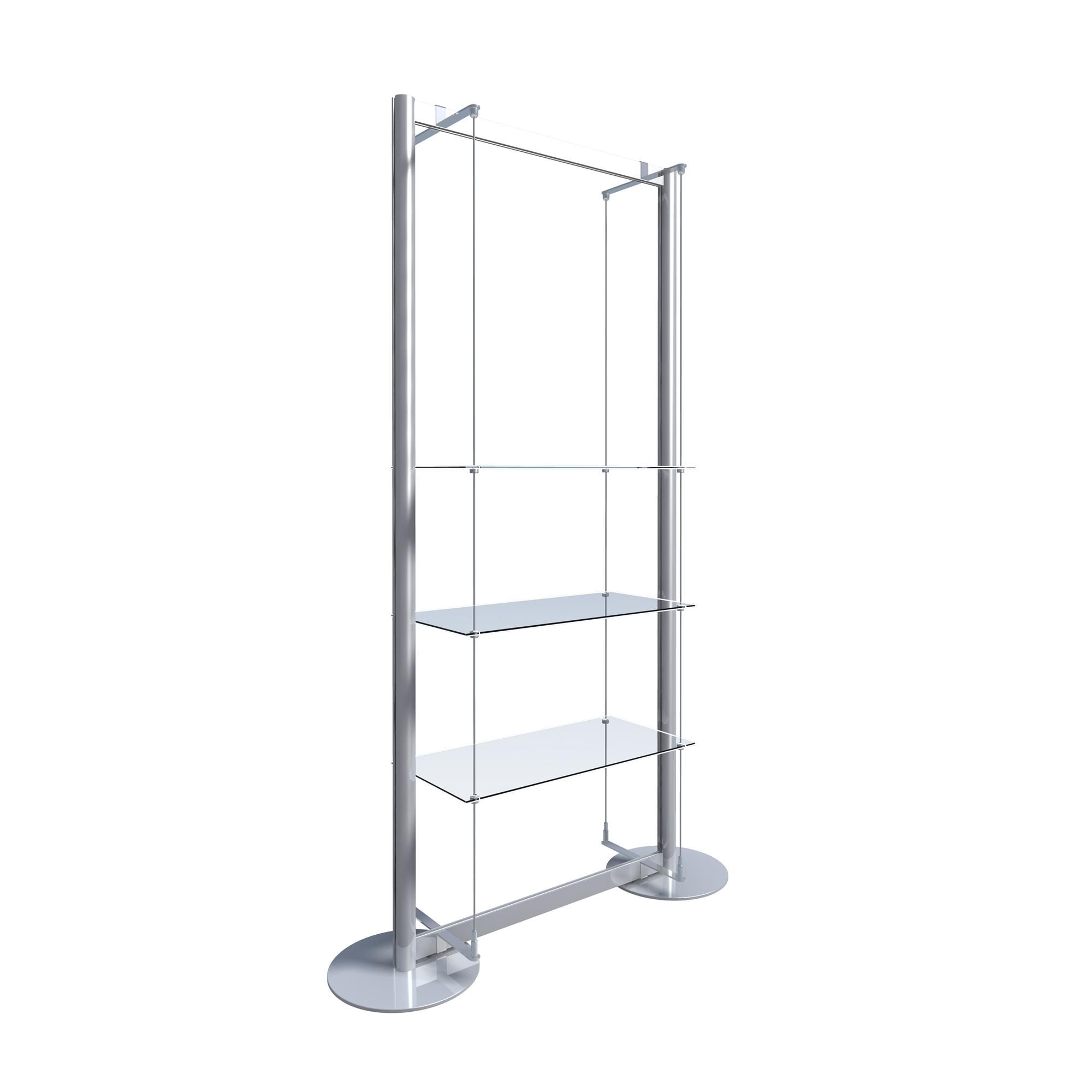 Freestanding Display With 3 Glass Shelves Freestanding Window Regarding Free Standing Glass Shelves (Photo 6 of 15)