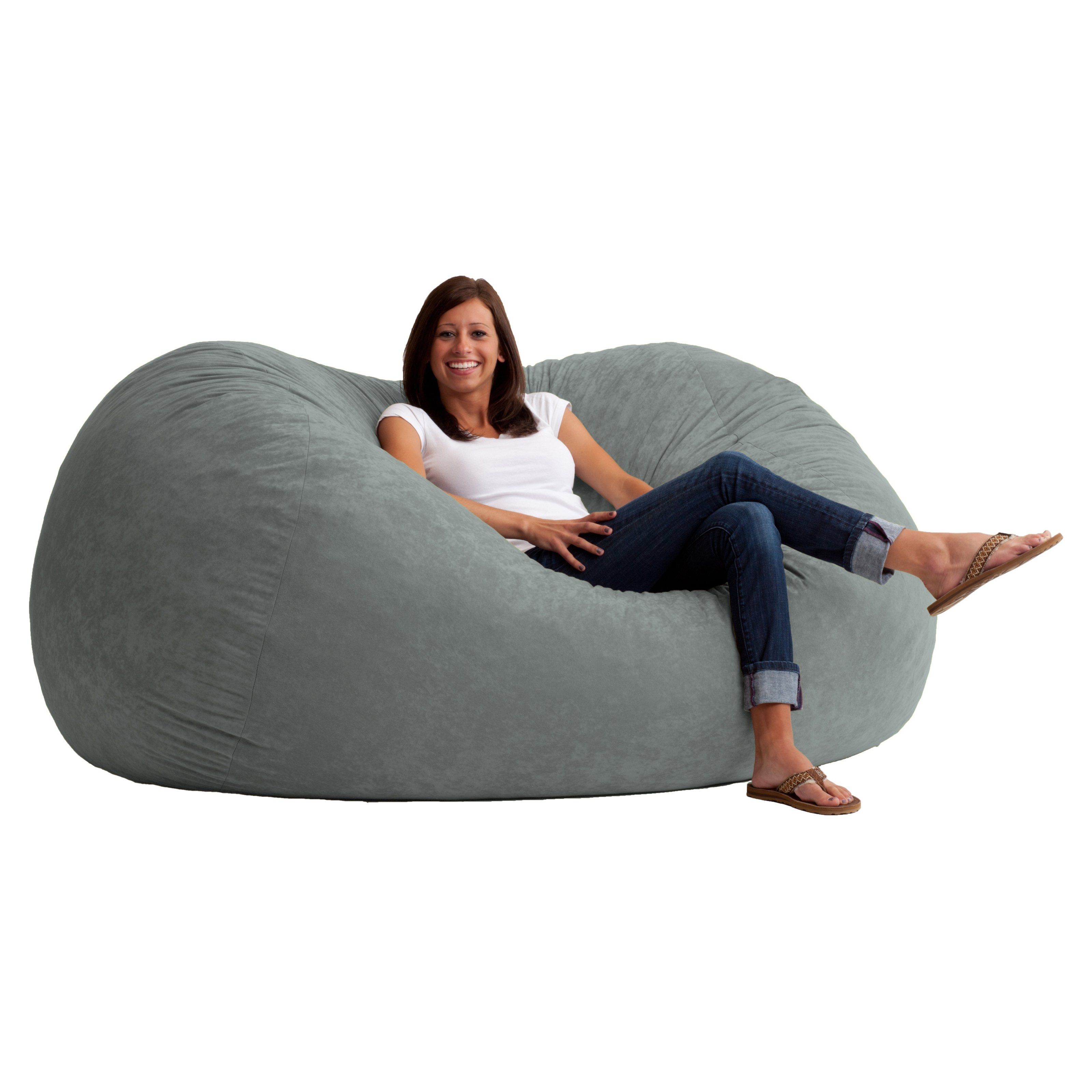 Fuf 7 Ft Xxl Comfort Suede Bean Bag Sofa Bean Bags At Hayneedle Throughout Bean Bag Sofas And Chairs (View 13 of 15)