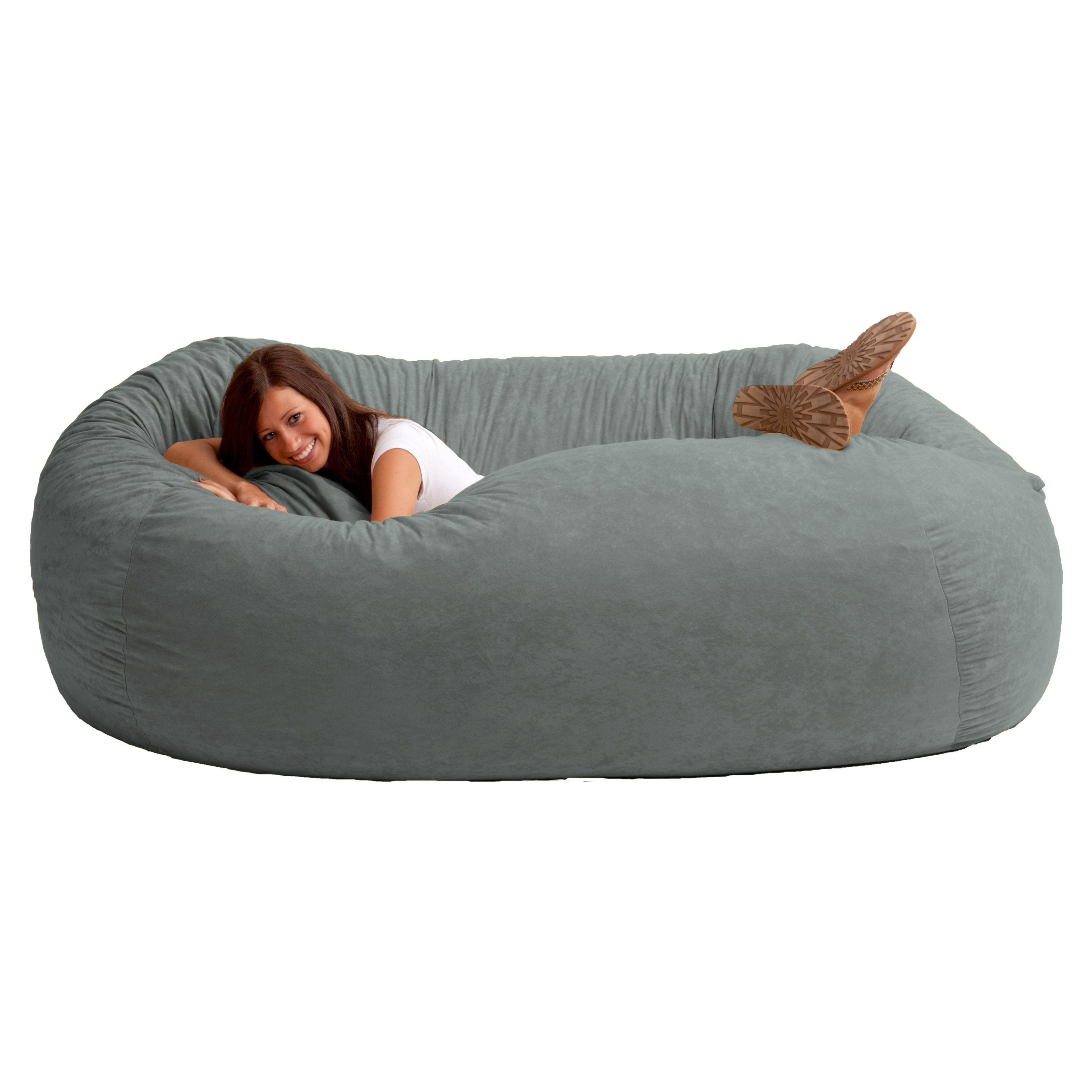 Fuf 7 Ft Xxl Comfort Suede Bean Bag Sofa Bean Bags At Hayneedle Throughout Bean Bag Sofas And Chairs (View 4 of 15)