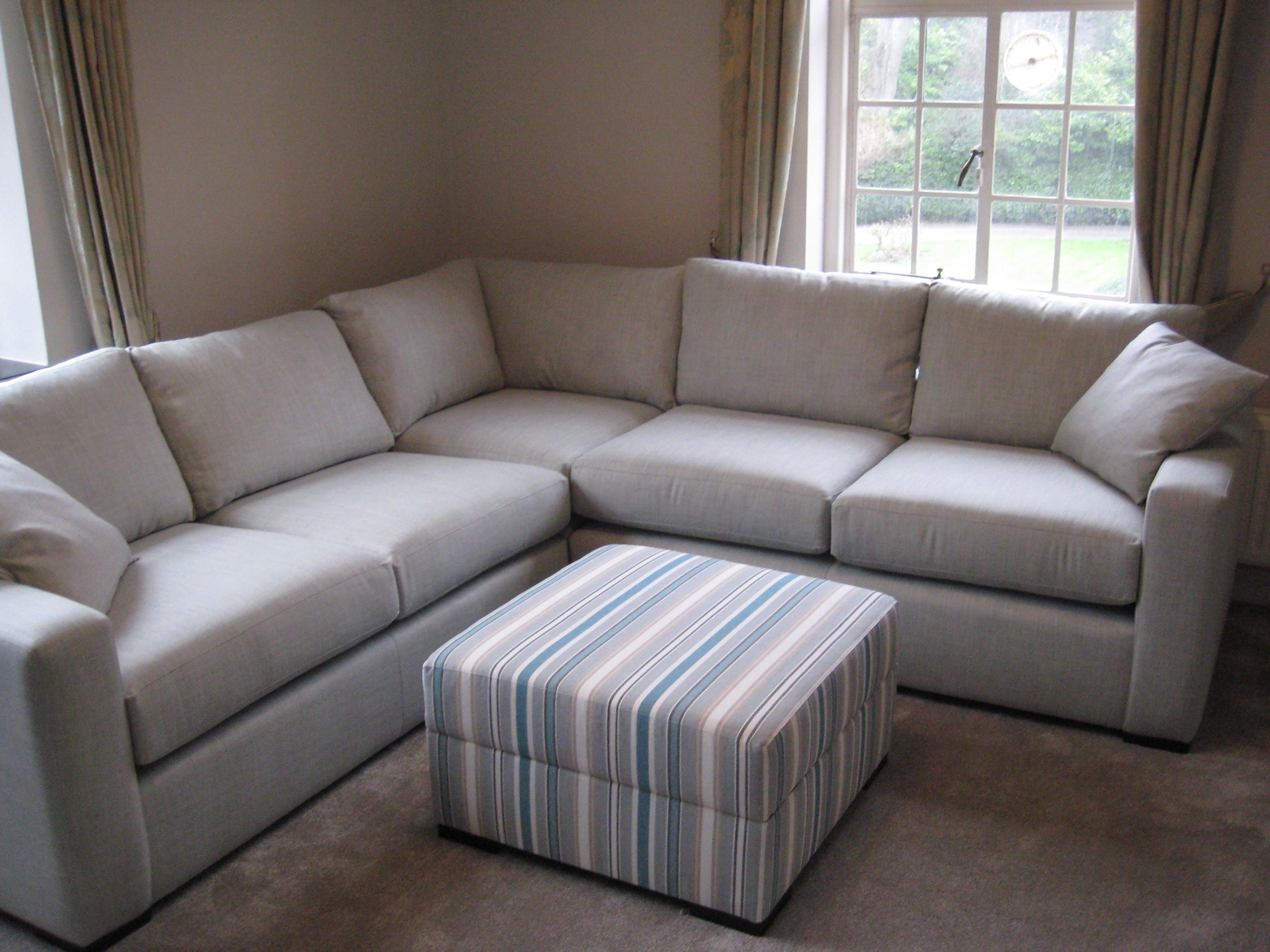 Fully Bespoke Corner Sofa Unit With A Fun Contrasting Footstool Inside Bespoke Corner Sofa Beds (Photo 2 of 15)