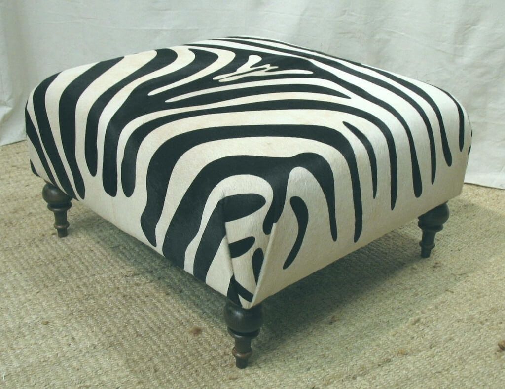 Furniture Small Square Zebra Ottoman And Zebra Coffee Table In Kids Sofa Chair And Ottoman Set Zebra (View 5 of 15)