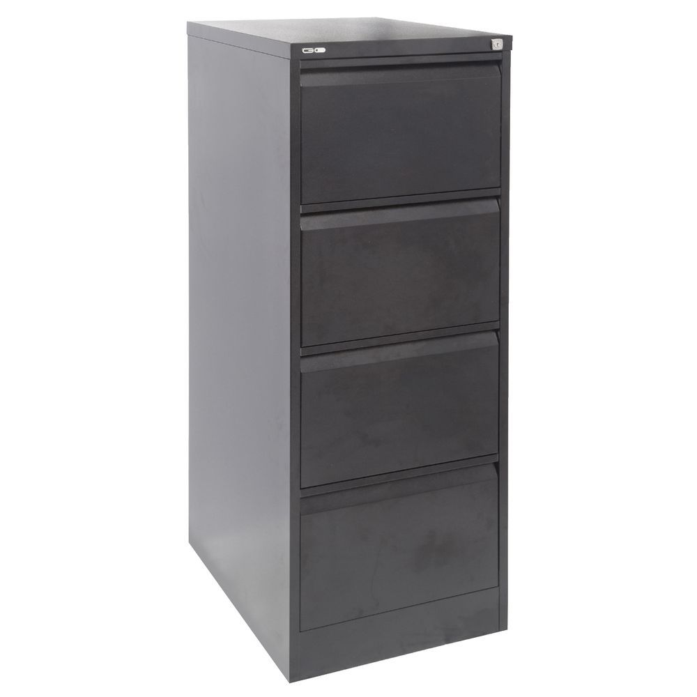 Go 4 Drawer Filing Cabinet Black Officeworks With Regard To Filing Cupboards (View 3 of 25)