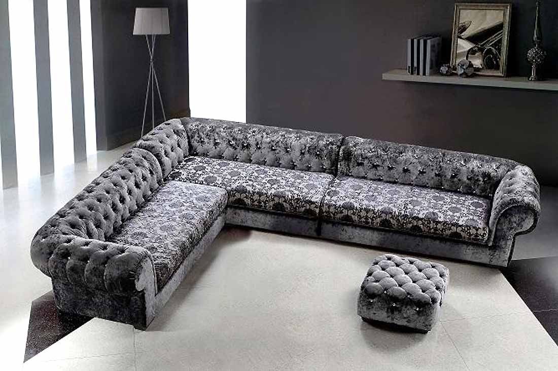 Grey Dream Micro Fiber Sectional Sofa Ottoman Fabric Sectional Inside Gothic Sofas (View 1 of 15)