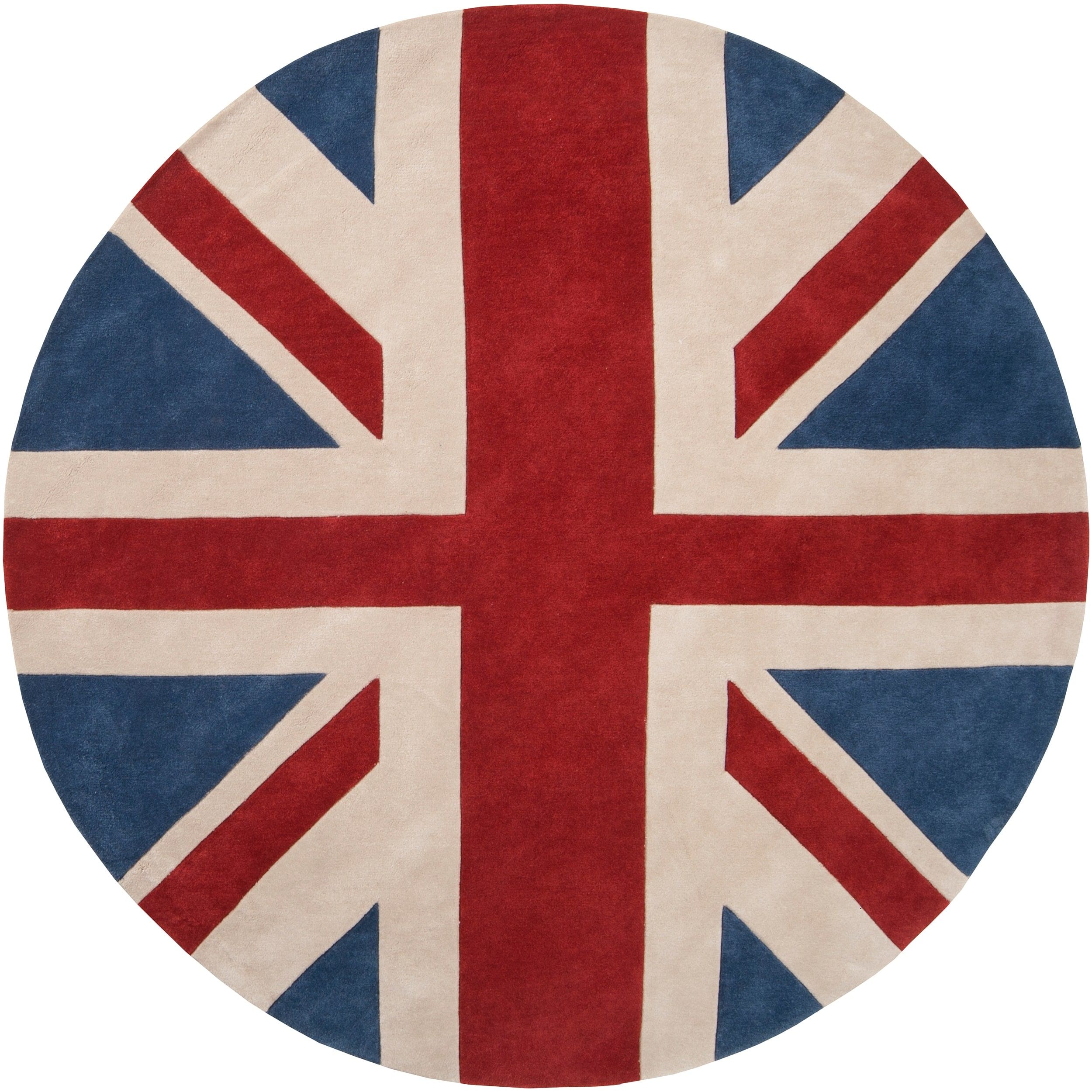 Hand Tufted Red Hillsborough East Union Jack Rug 8 Round Free Inside Union Jack Rugs (View 2 of 15)