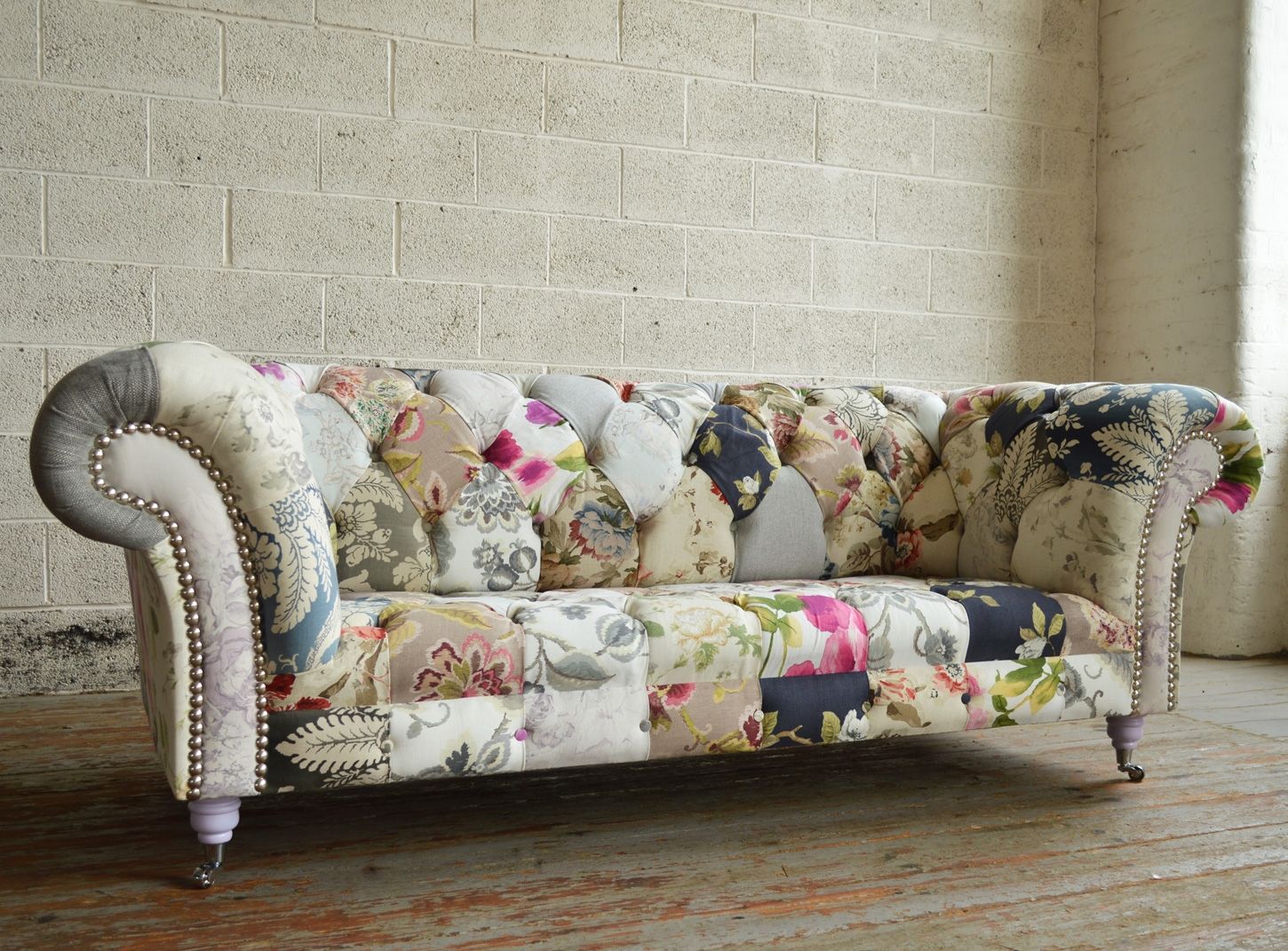 Handmade Vintage Grace Floral Patchwork Chesterfield Sofa Abode Within Chintz Sofas And Chairs (View 1 of 15)