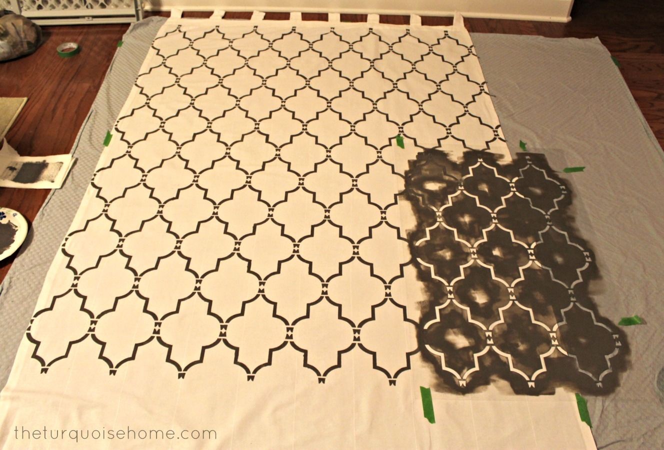 How To Stencil Curtains The Turquoise Home Inside Turquoise Trellis Curtains (Photo 22 of 25)