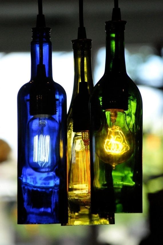 Impressive Fashionable Wine Bottle Pendant Lights Inside Hand Crafted Recycled Glass Wine Bottle Sky Vodka Blue Glass (Photo 25 of 25)