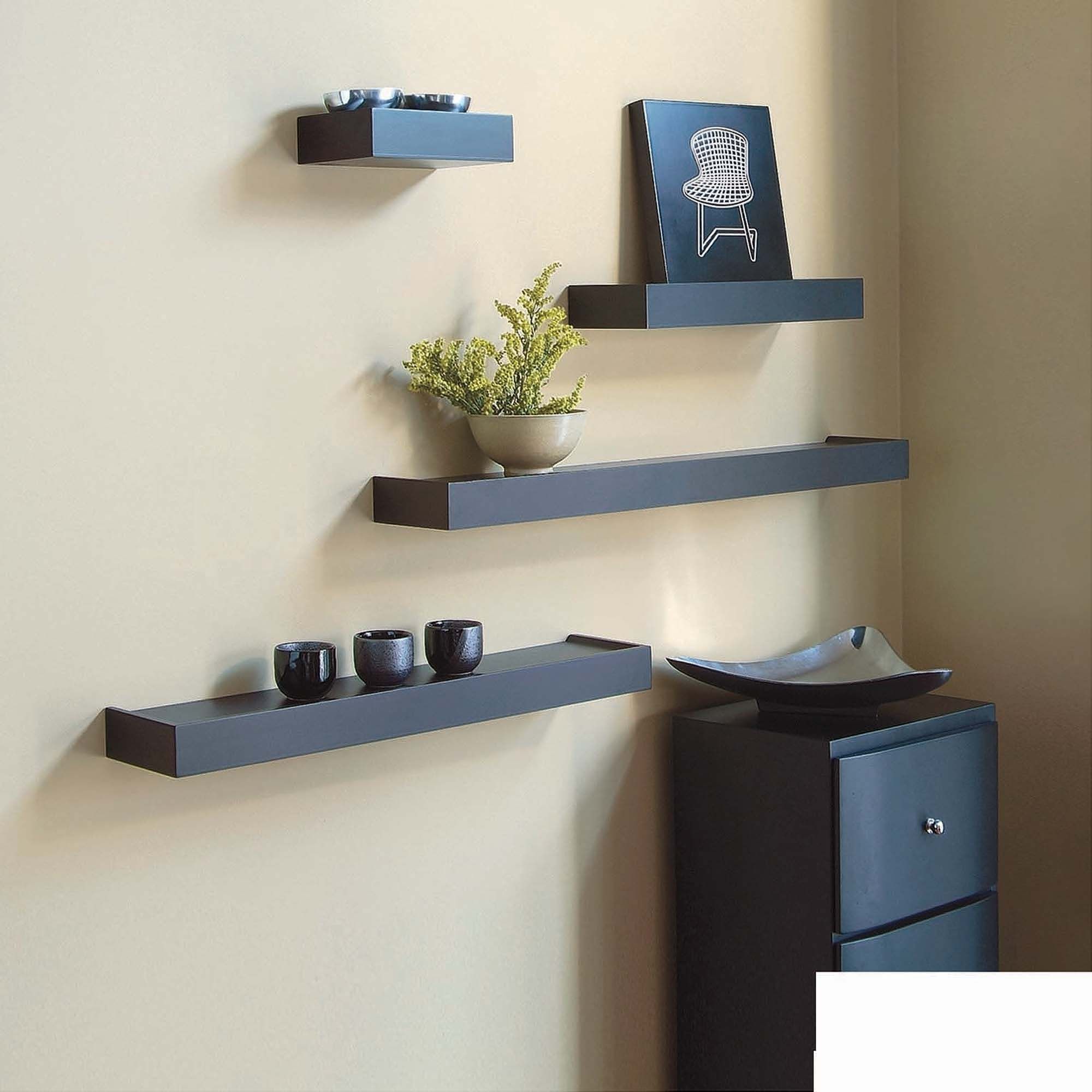 Inplace Shelving 236 Floating Wood Wall Shelf White Walmart With Regard To Floating Wall Shelves (Photo 1 of 15)