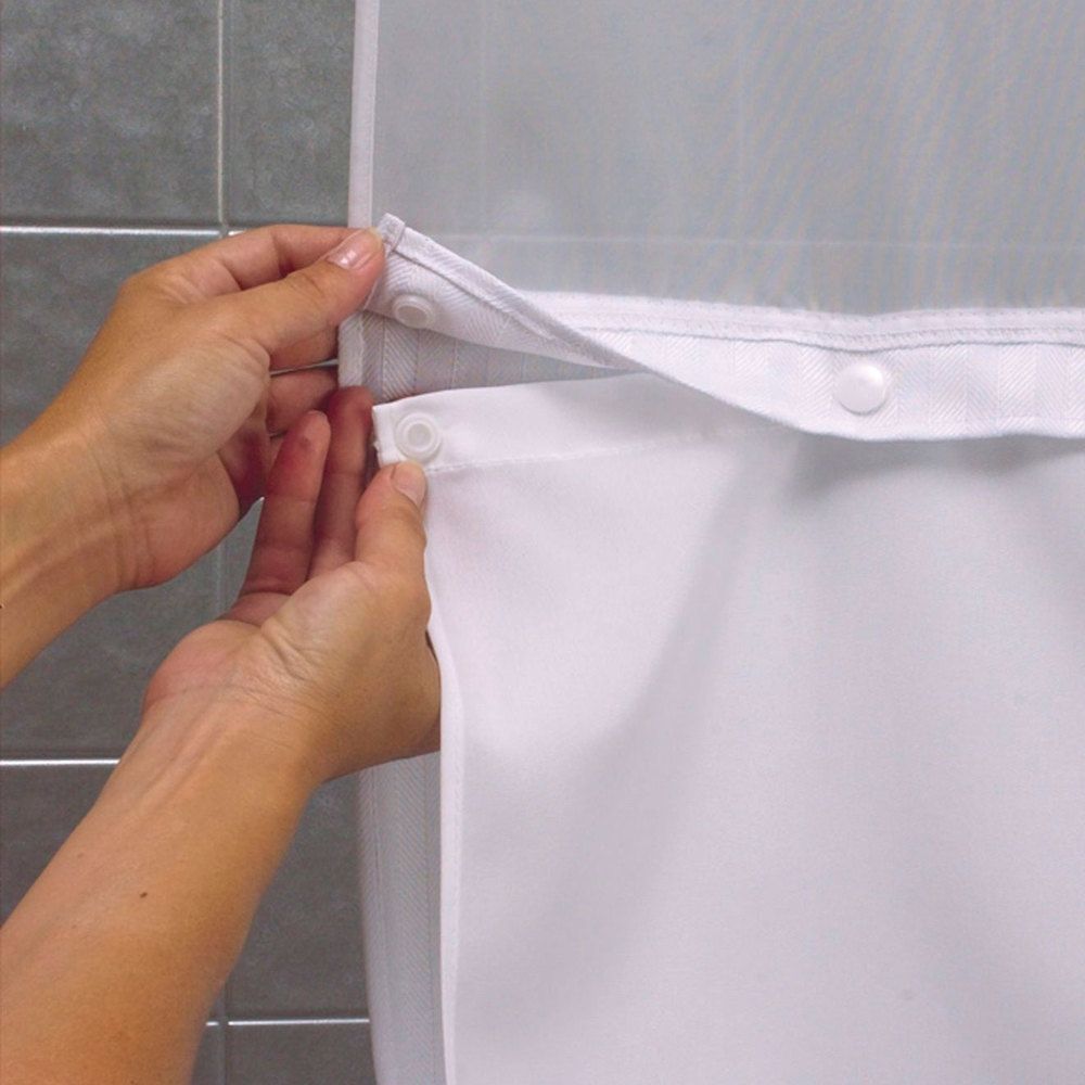 Its A Snap Hbh40sl0157 White Polyester Shower Curtain Liner With For Hookless Fabric Shower Curtain Liner (View 10 of 25)