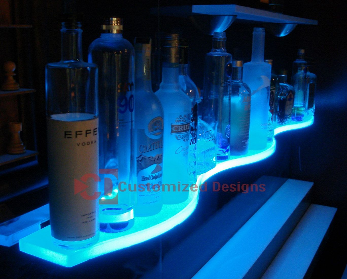 Led Glass Bar Shelves Lighted Floating Shelves Kbis Regarding Glass Shelves With Lights (View 14 of 15)