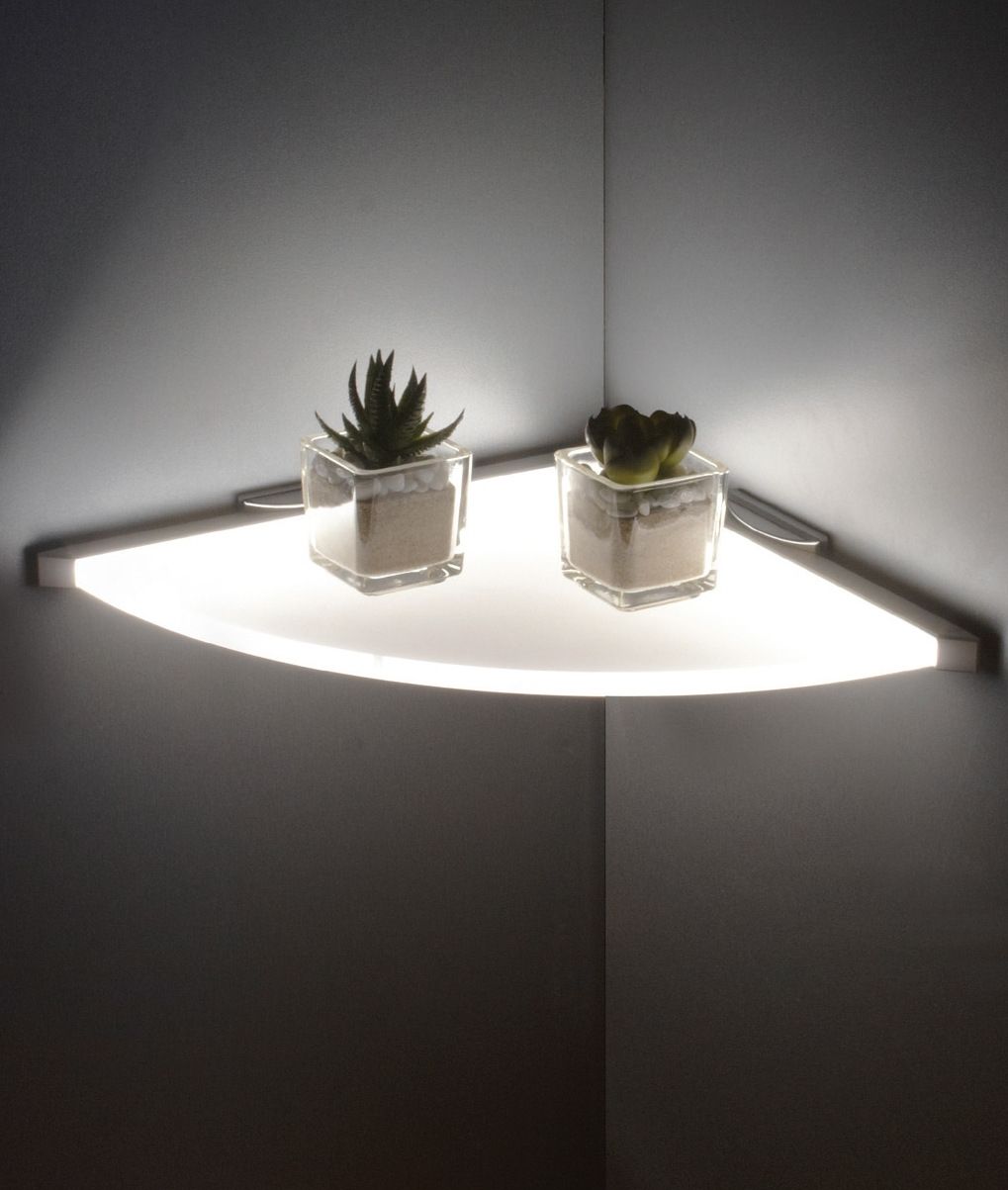 Led Illuminated Corner Shelf Energy Efficient Intended For Illuminated Glass Shelf (Photo 8 of 15)