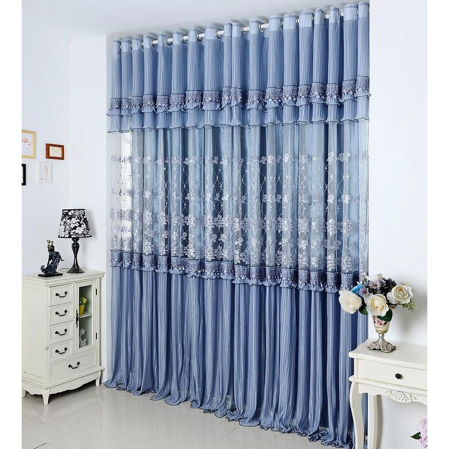 Luxury Purplish Grey Lace Curtains Embroidery For Space With Regard To Lace Curtains (View 13 of 25)