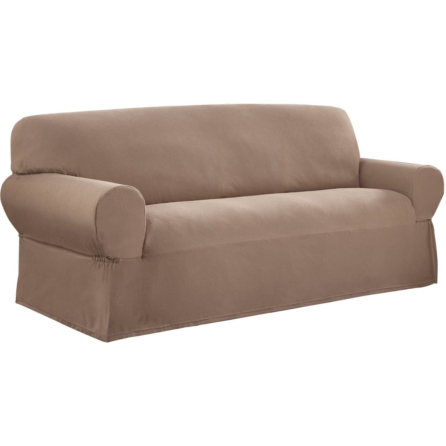 Mainstays 1 Piece Stretch Fabric Sofa Slipcover Walmart Throughout Slipcovers For Sofas And Chairs (View 10 of 15)