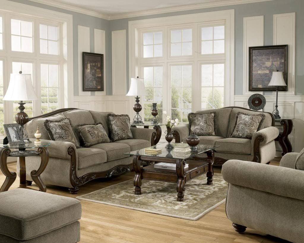 Martinsburg Ashley Traditional Sofa Love Seat Chair 3 Pc Living Within Living Room Sofa And Chair Sets (View 6 of 15)