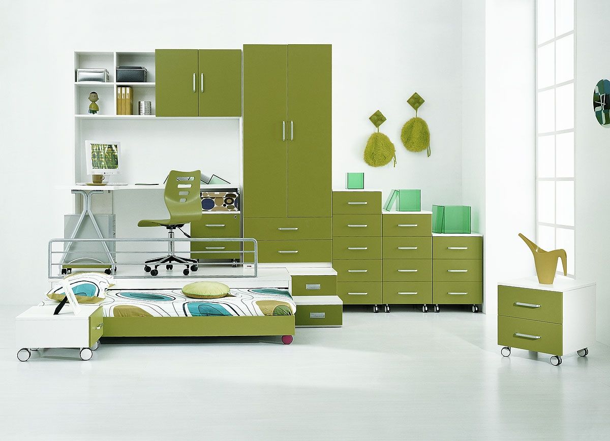 Modern Green Kids Bedroom Furniture In Modern Kids Bedroom Design With Childrens Bedroom Wardrobes (View 10 of 25)