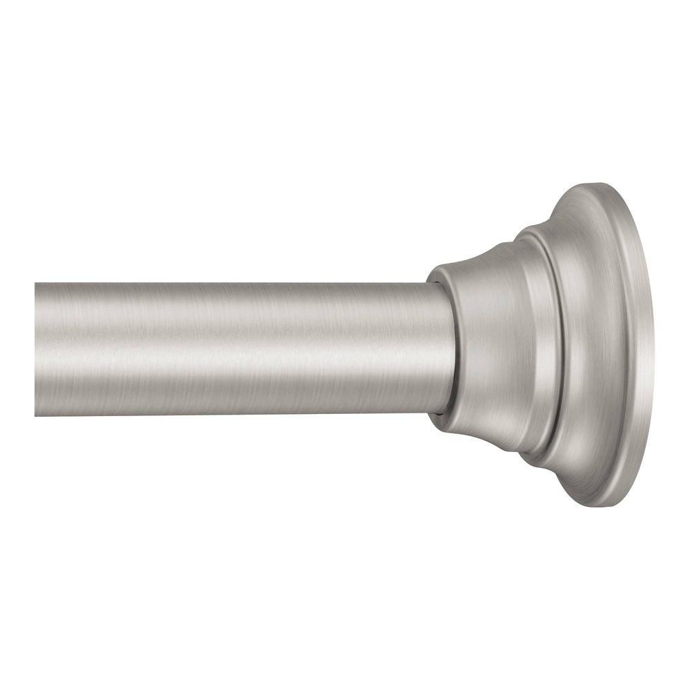 Moen 72 In Adjustable Straight Decorative Tension Shower Rod In Throughout Adjustable Rods For Curtains (Photo 20 of 25)