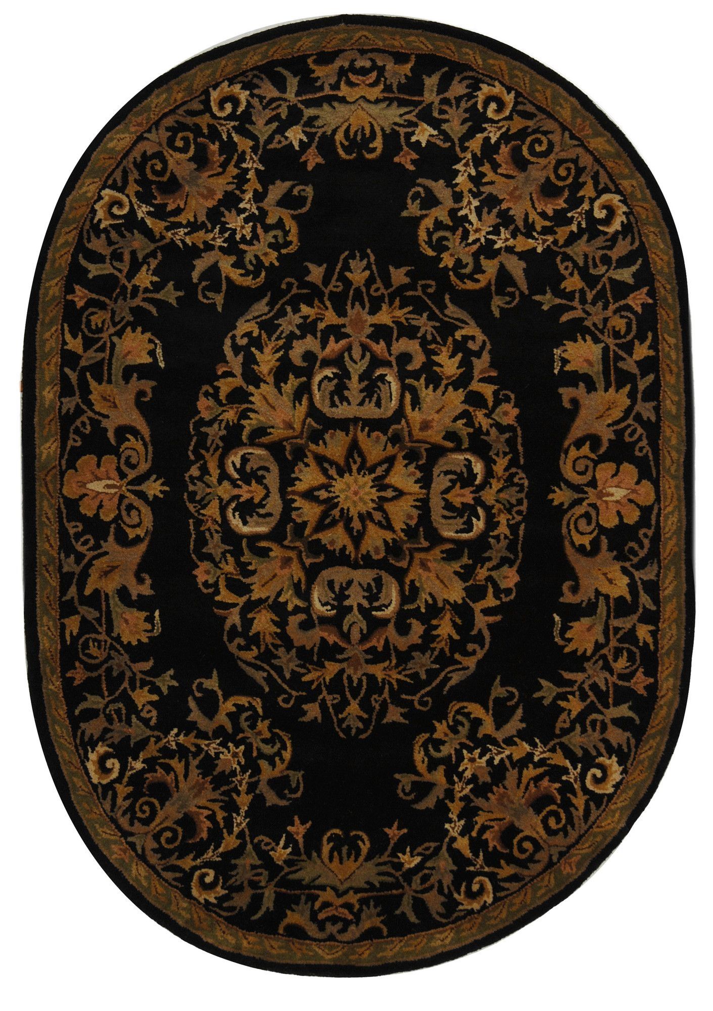 Nessa Black Gold Oriental Wool Hand Tufted Area Rug Products Inside Black And Gold Oriental Rugs (View 11 of 15)