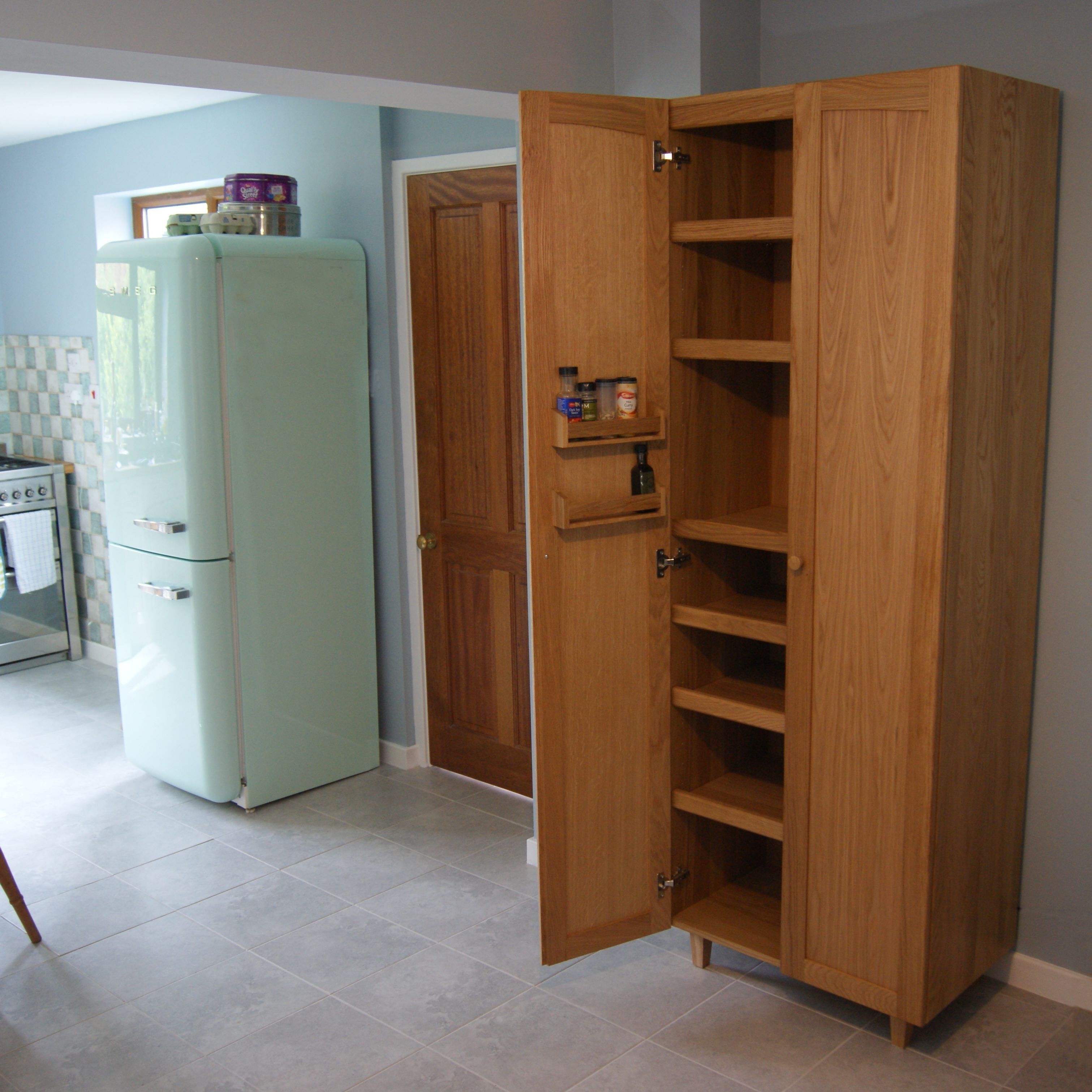 Oak Pantry Kitchen Larder Cupboard Mijmoj With Regard To Free Standing Kitchen Larder Cupboards (Photo 6 of 25)