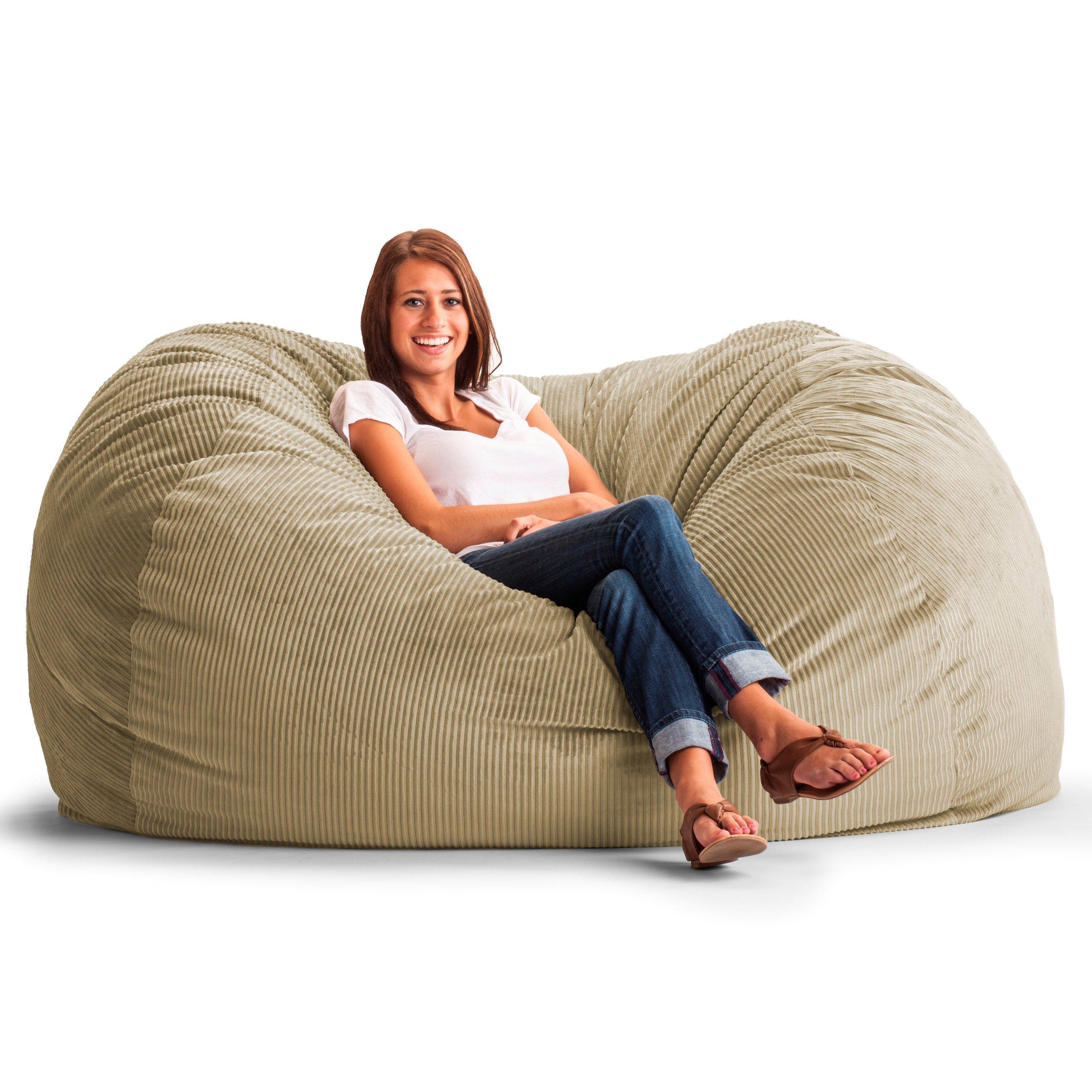 Original Fuf Chair 6 Ft Xl Wide Wale Corduroy Bean Bag Sofa Throughout Bean Bag Sofa Chairs (View 10 of 15)