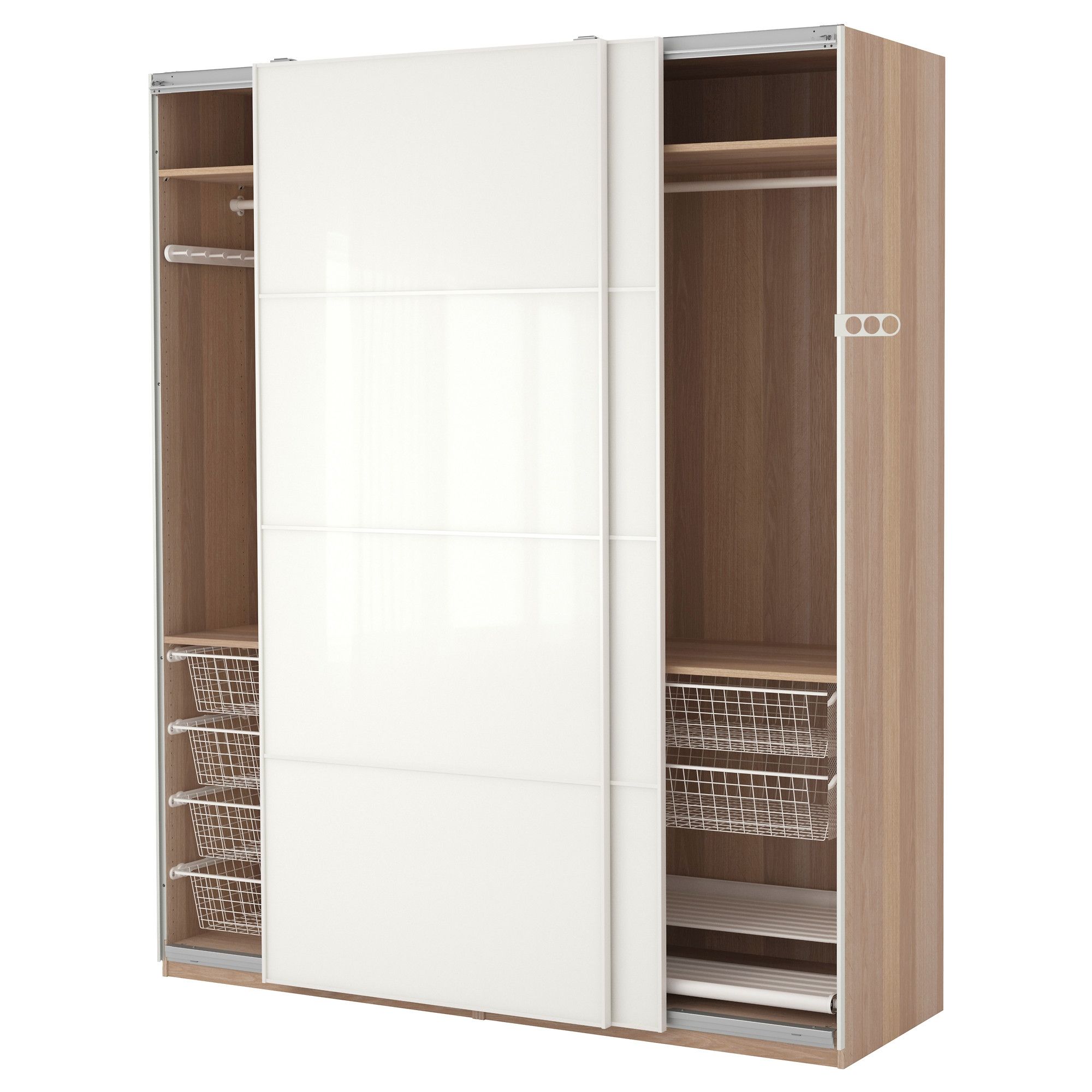 Oversized White Lacquer Glossy Solid Wood Tall Wardrobe Closet With Regard To Solid Wood Wardrobe Closets (View 6 of 25)