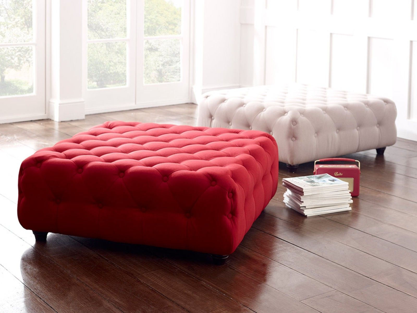 Poppy Upholstered Buttoned Footstool Living It Up Inside Upholstered Footstools (View 8 of 15)