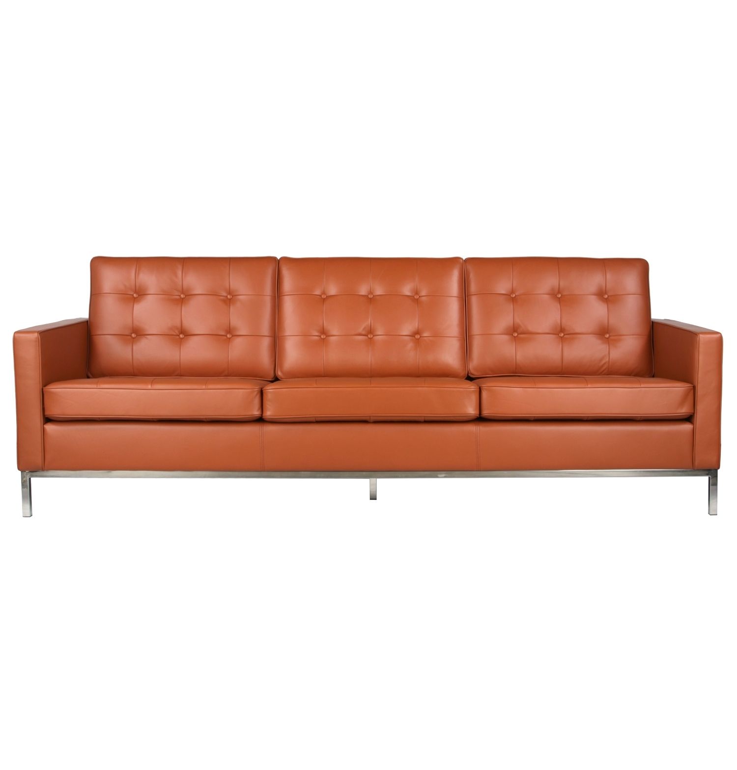 Replica Florence Knoll Aniline Leather 3 Seater Sofa Premium Throughout Florence Knoll 3 Seater Sofas (View 13 of 15)