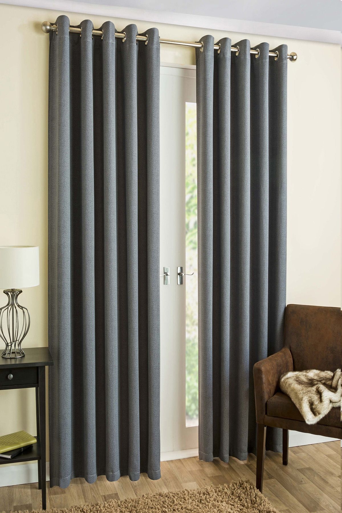 Ron Blockout Eyelet Curtains In Grey Free Uk Delivery Terrys Inside Grey Eyelet Curtains (View 21 of 25)