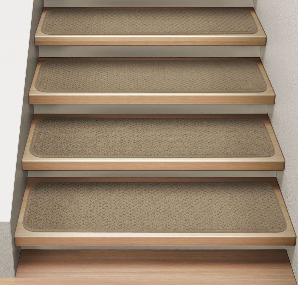 Set Of 15 Attachable Indoor Carpet Stair Treads Camel Tan 8 In Intended For Carpet Stair Treads Set Of  (View 1 of 15)