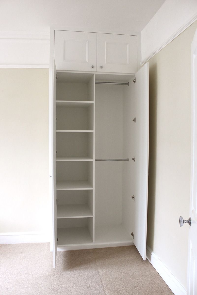 Shaker With Molding Alcove Wardrobe Nice Combo Of Shelves And Inside Hanging Wardrobe Shelves (Photo 15 of 25)