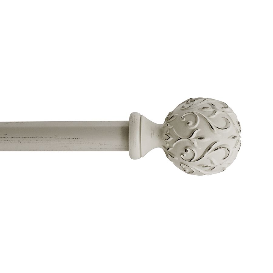 Shop Allen Roth 36 In To 72 In Antique White Steel Single Intended For Antique Curtain Rods (View 3 of 25)