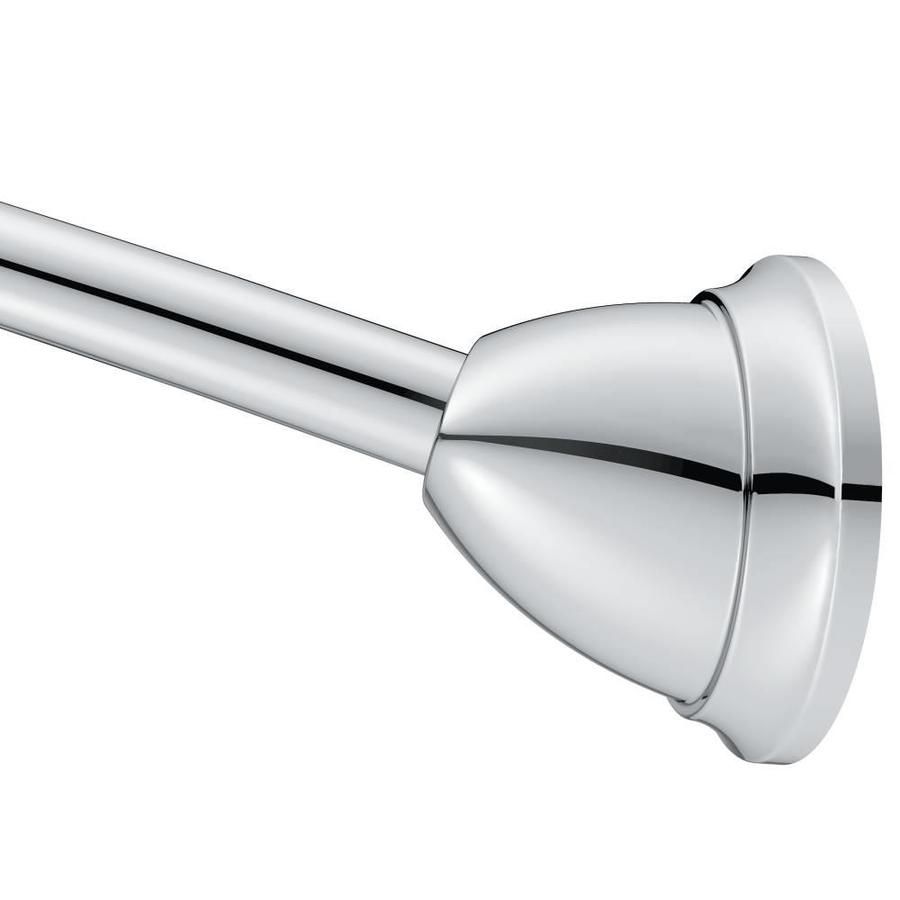 Shop Moen 60 In Tension Mount Chrome Curved Adjustable Single Throughout Adjustable Rods For Curtains (View 12 of 25)