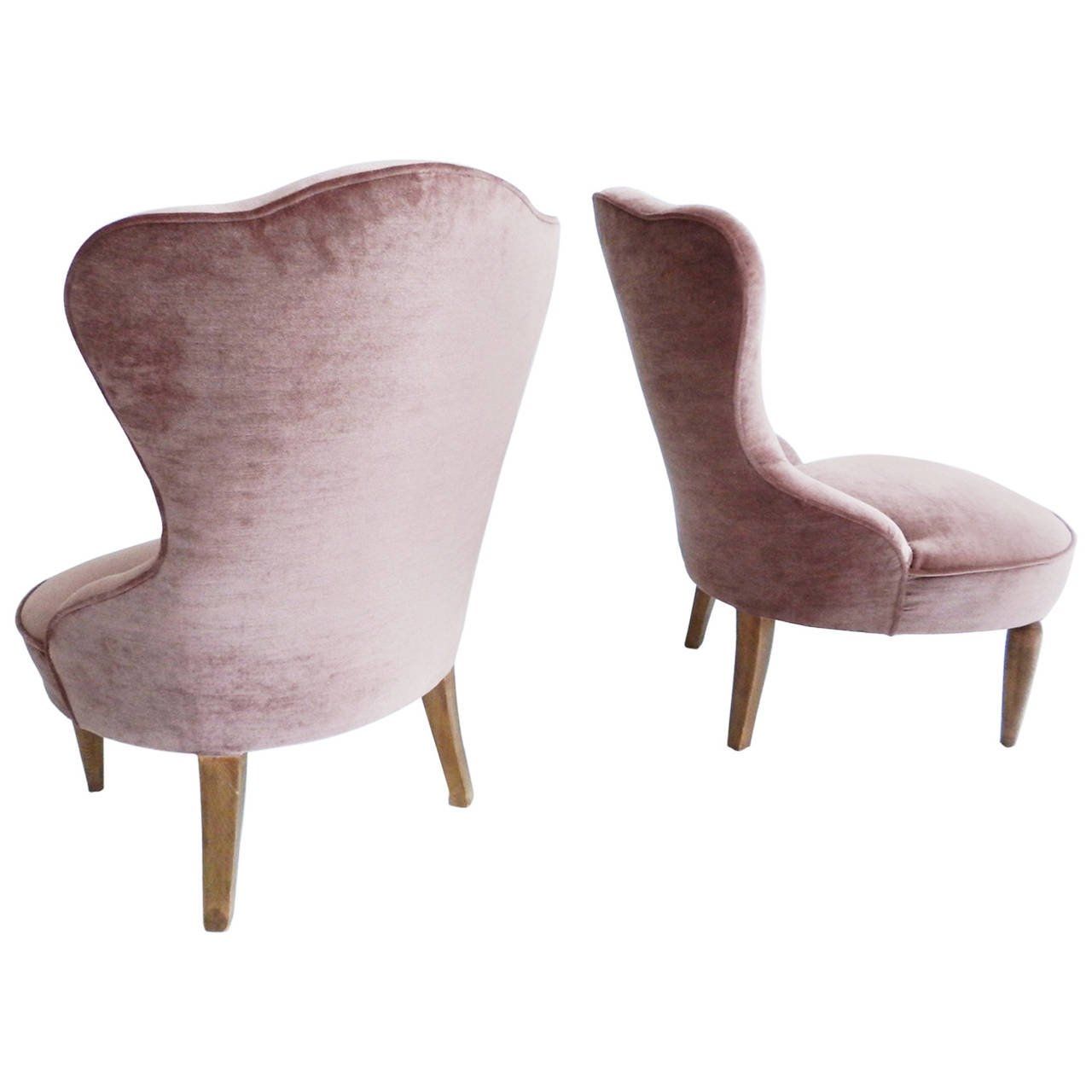 Small Room Armchairs New Cover In Dust Rose Velvet At 1stdibs Throughout Small Armchairs (Photo 5 of 15)